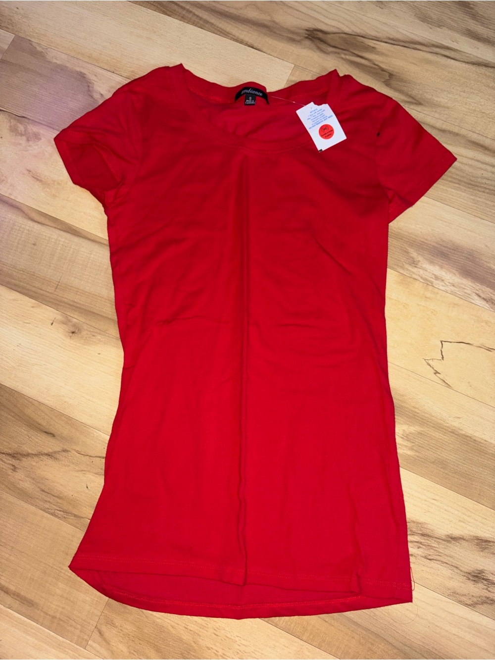 Ambiance Red Short Sleeve Scoop Neck Top